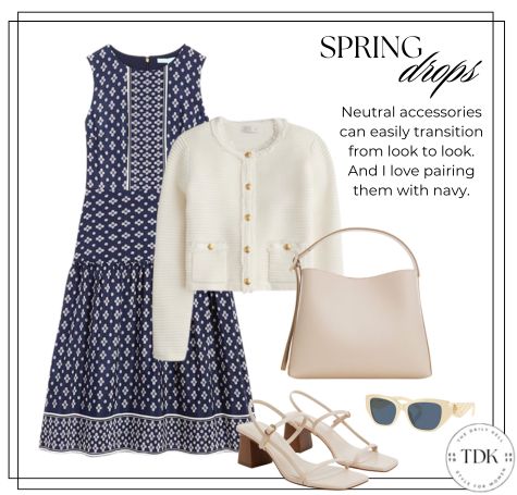 spring sundress for women paired with lady jacket and sandals