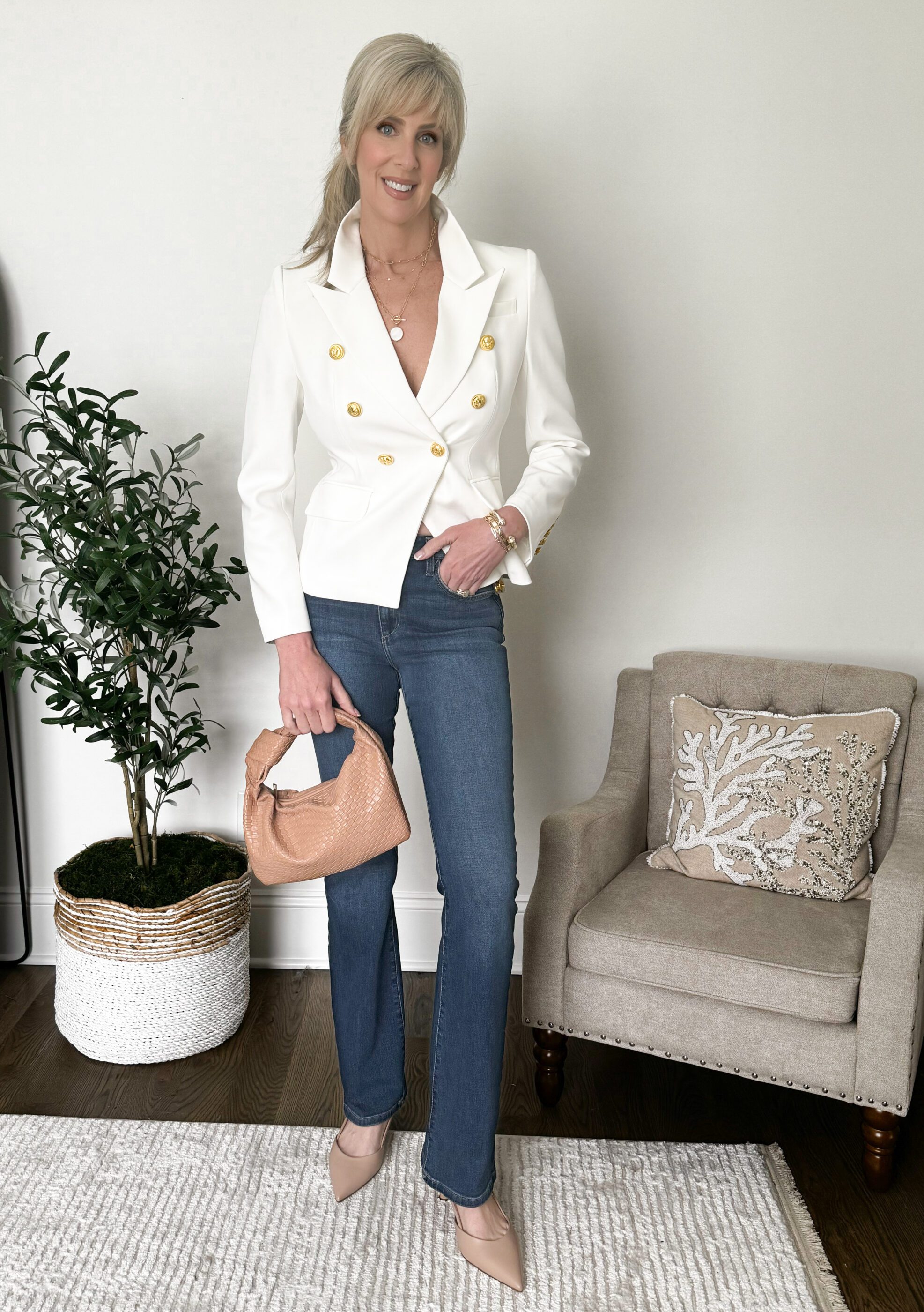 benaar las lauren blazer white