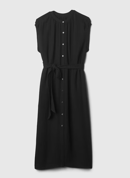 Gap Crinkle Gauze Belted Midi Dress
