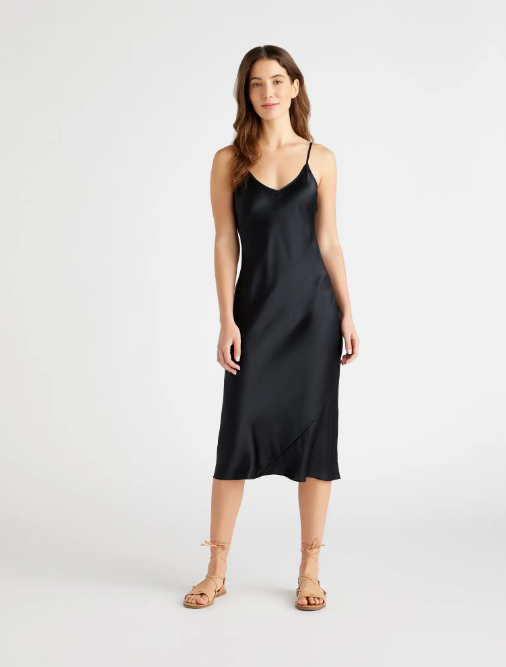 Quince 100% washable silk dress in black