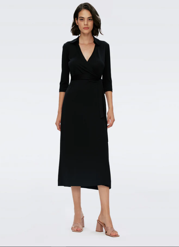 diane von furstenberg Abigail Midi Wrap Dress in Black