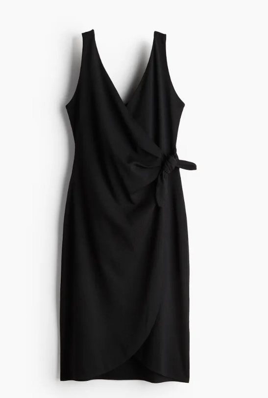 h&m wrap dress in black for women over 40, the perfect little black dress